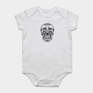 Sugar Skull Black and White Line Drawing Baby Bodysuit